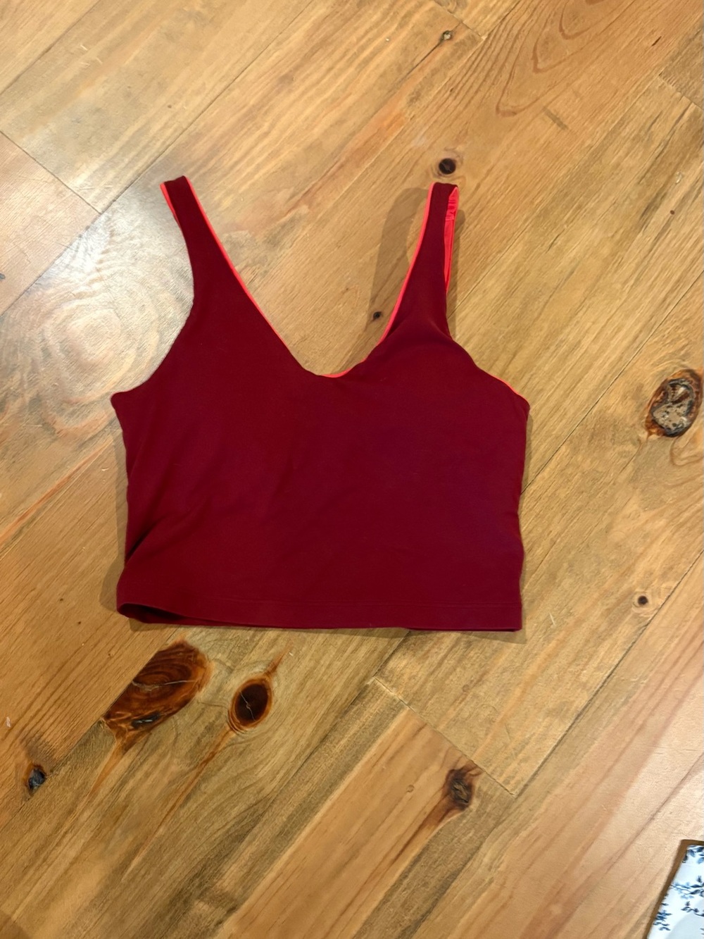 Athleta Deep Red V-Neck Cropped Tank